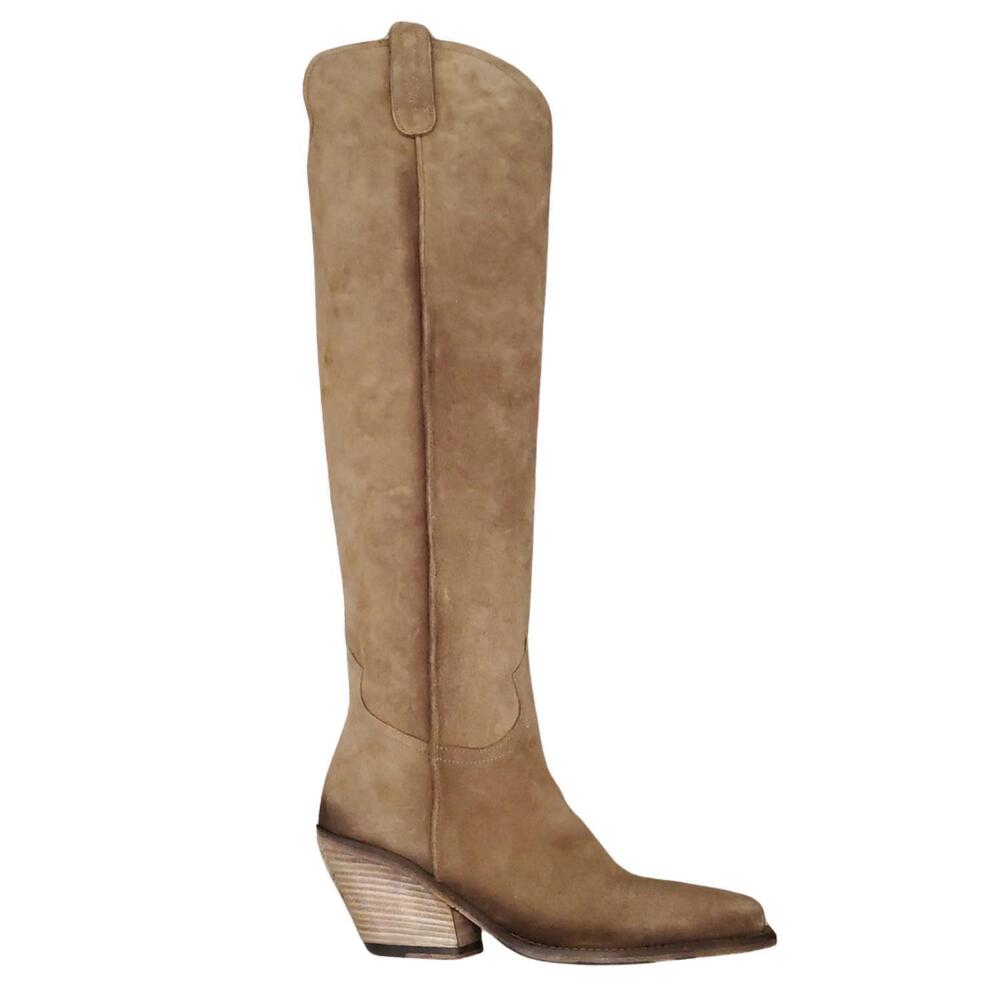 NEW JO GHOST women's suede knee boots in sigaro brown
